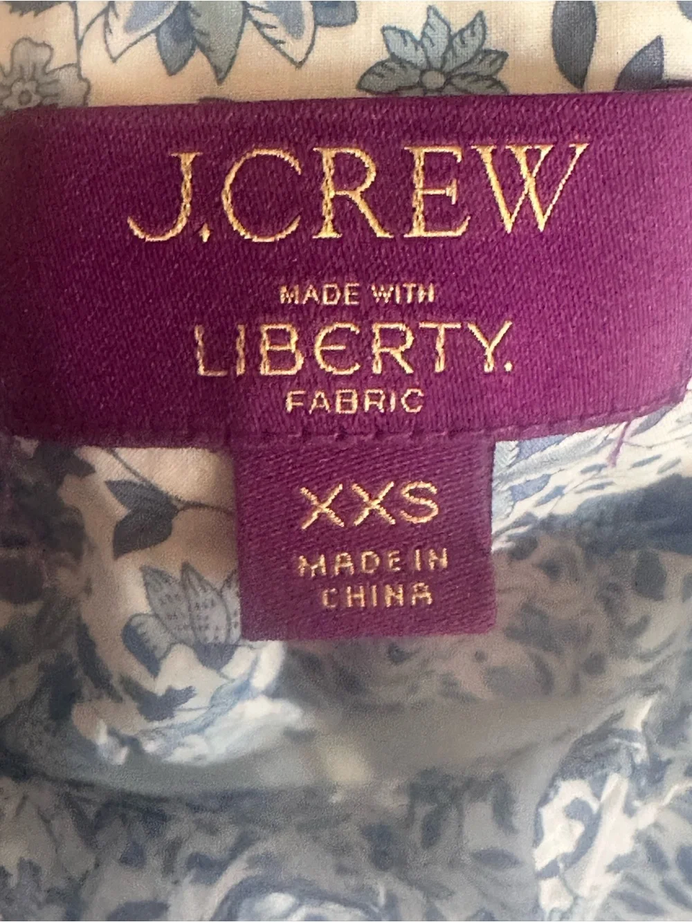 J.Crew Ruffleneck Keyhole Floral Top in Liberty Grace Emily Bell fabric Size XXS